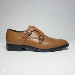 Double Monk Strap Tan Formal Shoe